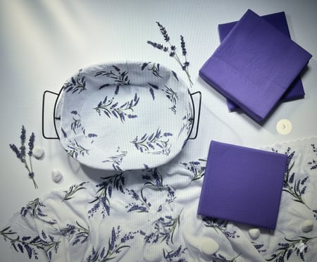 12  قاعدة صحن بزهور الافندر و منديل ورقي ((20)) هدية سلة للخبز