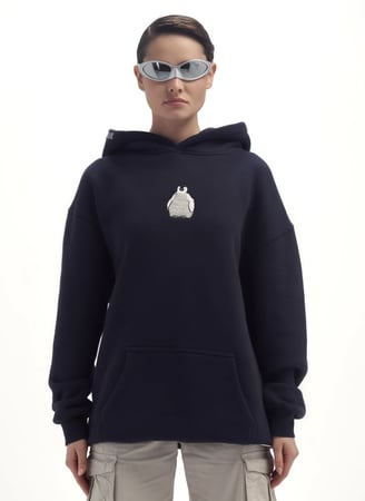 Penguin oversized hoodie- navy blue