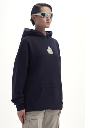 Penguin oversized hoodie- navy blue