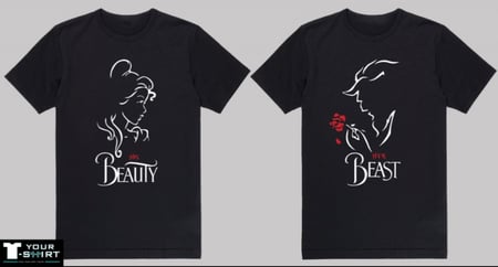 قطعتين تيشيرت الجميلة و الوحش