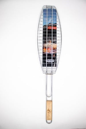 شبك شوي سمك مقبض خشبي