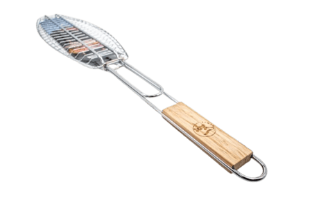 شبك شوي سمك مقبض خشبي