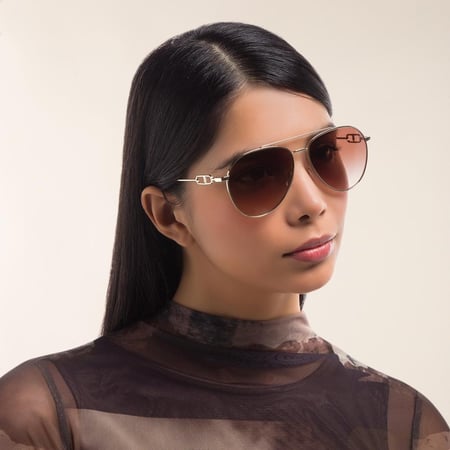 نظارة بربري براون افيتور بفريم معدن خفيف مزين بشعار بربري BT  Burberry B3128 1109/13 Gafas