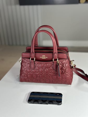 شنطة كوتش سجنشر لذر ميني darcie بلون كرزي كويلتد