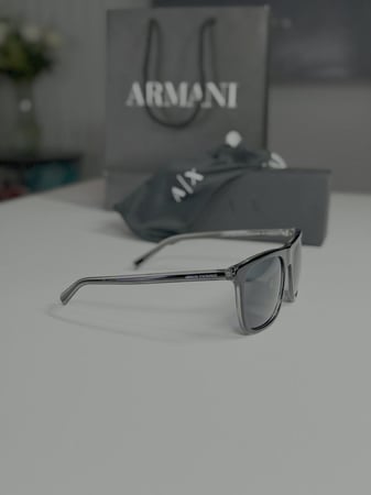 نظارة ارماني رجاليه بفريم بلاستيك فخم رمادي شيك Armani Exchange Grey Square Men's Sunglasses AX4102SF