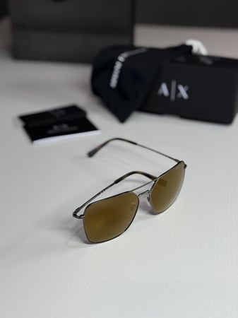 امبوريو نظارة رجالية ستيل افيس باللون البني armani steel rectangular brown ax2029