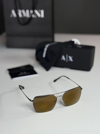 امبوريو نظارة رجالية ستيل افيس باللون البني armani steel rectangular brown ax2029