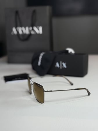 امبوريو نظارة رجالية ستيل افيس باللون البني armani steel rectangular brown ax2029
