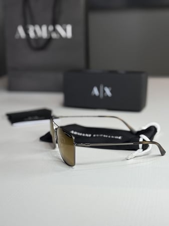 امبوريو نظارة رجالية ستيل افيس باللون البني armani steel rectangular brown ax2029