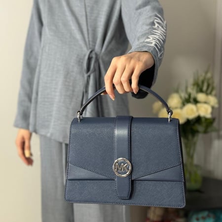 شنطة قرينويش مايكل كورس ميديم كحليه توب هاندل MICHAEL KORS GREENWICH MEDIUM SAFFIANO LEATHER SATCHEL