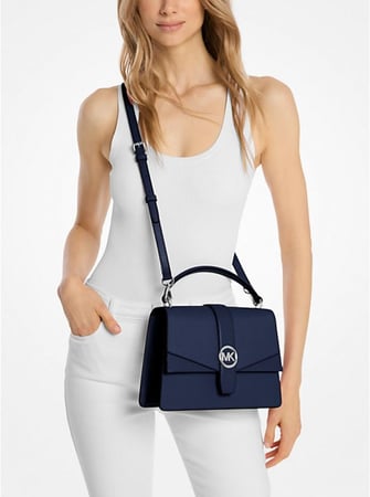 شنطة قرينويش مايكل كورس ميديم كحليه توب هاندل MICHAEL KORS GREENWICH MEDIUM SAFFIANO LEATHER SATCHEL