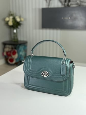 شنطة كوتش مارلي توب هاندل بلون اخضر Coach Marlie Top Handle Satchel with Border Quilting