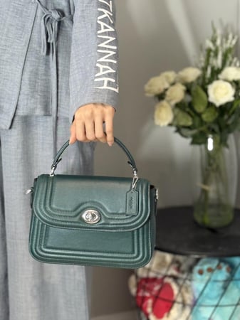 شنطة كوتش مارلي توب هاندل بلون اخضر Coach Marlie Top Handle Satchel with Border Quilting