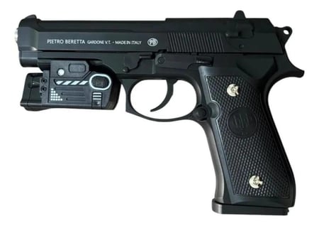 مسدس بريتا الايطاليBERETTA خرز 6مل  حديد وبلاستيك بمخزن مشط مع كشاف وليزر