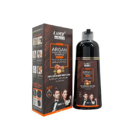 ليزر وايت - شامبو صبغة شعر السريعة بزيت الارجان بني طبيعي 420مل