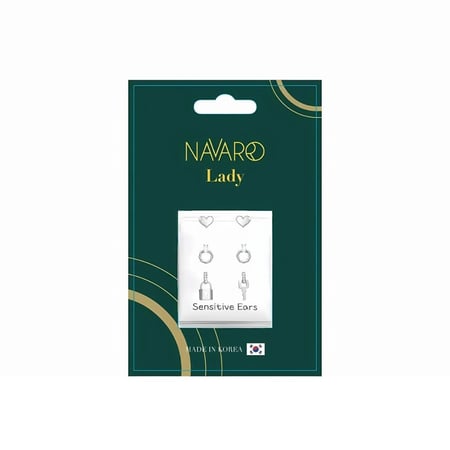 طقم أقراط جيمولوجي الفضي الطبي من نافارو