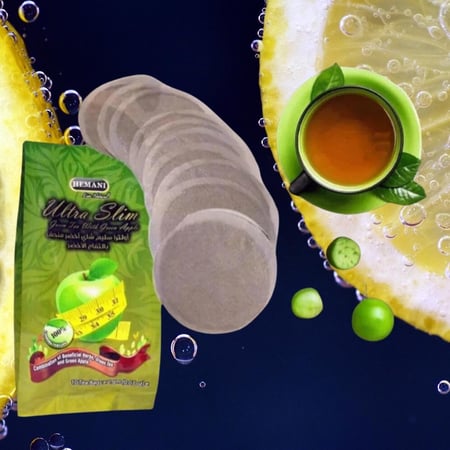 شاي اخضر للتنحيف  الترا سليم بالتفاح الاخضر من هيماني 10 اكياس