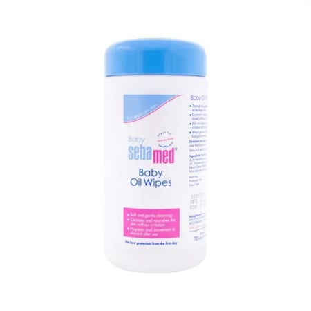مناديل تنظيف مبللة بالزيت للأطفال من سيبا ميد بيبي - 70 منديل