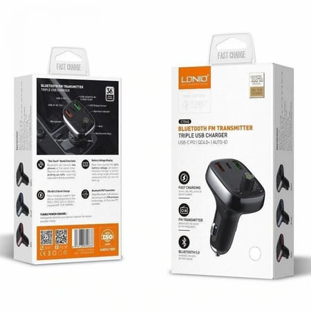 شاحن سيارة بثلاث منافذ مع ميزة الرد على الاتصال BT من لدينو