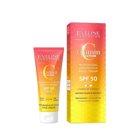 كريم مرطب للوجه بفيتامين سي بعامل حماية من الشمس SPF 50 من إيفلين