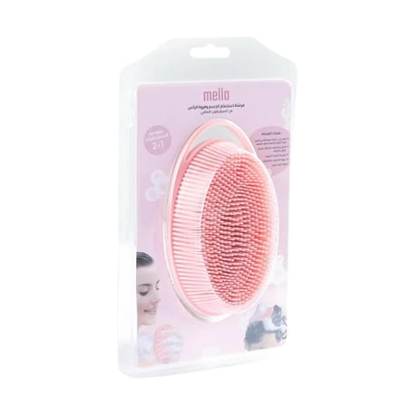 فرشاة تنظيف وتقشير الجسم ومساج الراس من السيليكون وردي من ميلا
