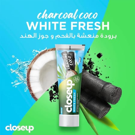 معجون الأسنان تبييض منعش فحم جوزالهند من كلوز اب-75 مل