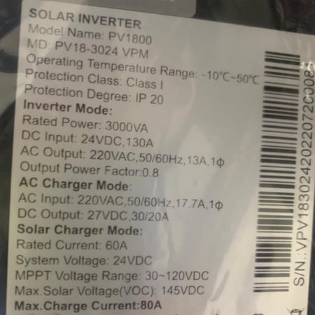 محول موست (MPPT ) 3000وات 60 امبير 24 فولت