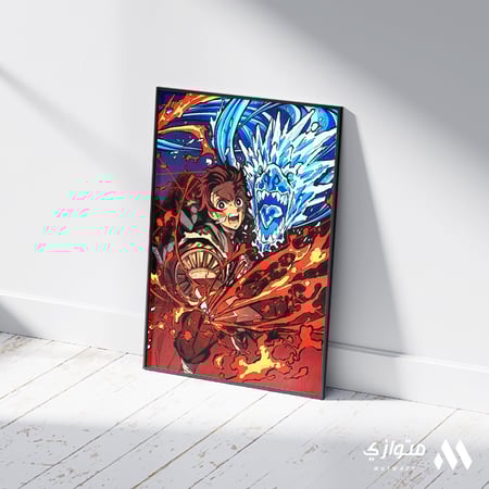 بوستر أنمي 3D متحرك - زينيتسو تانجيرو كيميتسو من أنمي قاتل الشياطين