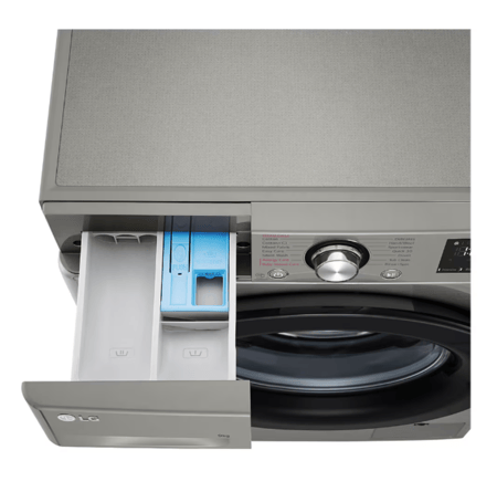 إل جى غسالة منزلية أتوماتيك تعبئة أمامية، 9 كجم، تنشيف 6 كجم، 1400 دورة، فضي - WSV0906XM