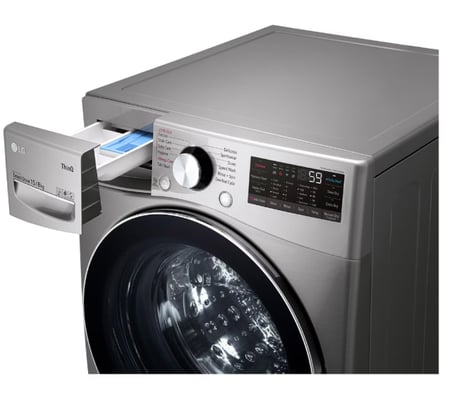ال جي غسالة  15 كجم  تحميل أمامي مع مجفف 8 كجم ، فضي - WS1508XMT