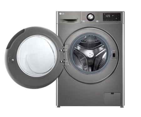 إل جى غسالة منزلية أتوماتيك تعبئة أمامية، 9 كجم، تنشيف 6 كجم، 1400 دورة، فضي - WSV0906XM