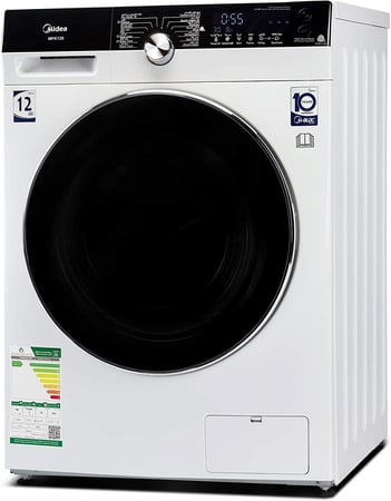 ميديا غسالة أوتوماتيك تعبئة أمامية، 12 كجم، 75٪ تنشيف، 14 برنامج، صناعة صينية، أبيض - MFK120