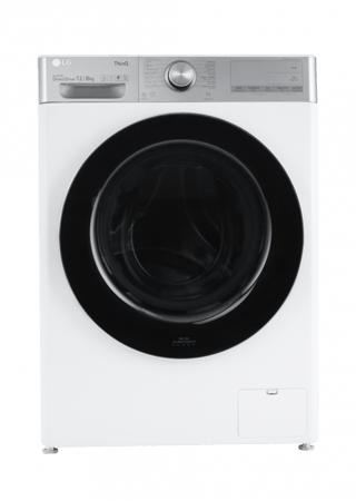 ال جي غسالة تعبئة أمامية، غسيل 12 كيلو، تجفيف 8 كيلو، ابيض- WSV1208WHT
