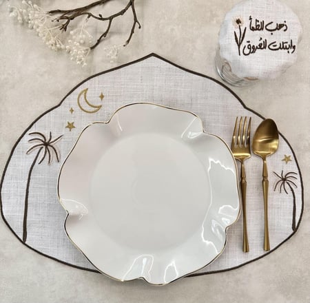 مفرش صحون رمضاني كتان نَخل  ( بالوان متعددة)