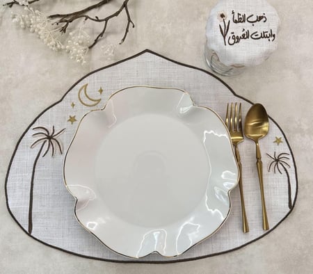 مفرش صحون رمضاني كتان نَخل  ( بالوان متعددة)