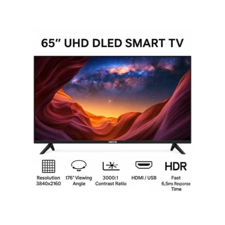 سرين شاشة تلفزيون سمارت 65 بوصة - 4K QLED - نظام تشغيل WebOs - أسود - SRET-65S4KWQ3