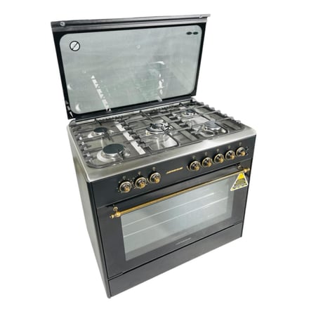 جستنج هاوس فرن غاز كلاسيك 5 شعلات - 60×90 سم - منصب ثقيل أسود - JSFT9090