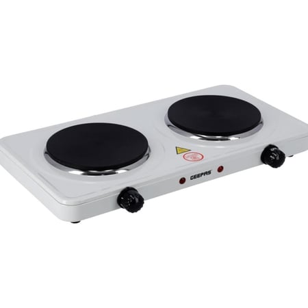 موقد جيباس كهرباء 2 عين حجر - 2000 واط - فضي وأسود