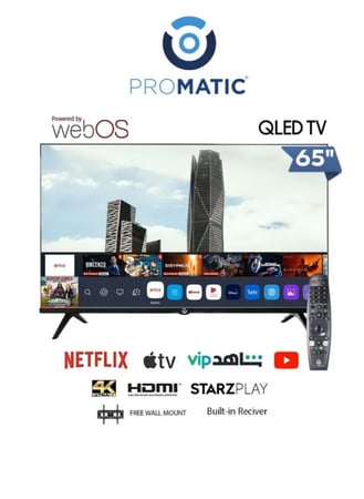 بروماتيك شاشة تلفزيون سمارت 65 بوصة - 4K QLED - نظام WebOS - أسود - N65251OS 65