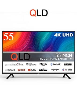 شاشة سمارت - 55 بوصة - ويب اس - LED - 4K UHD - بدون إطار - 2 ريموت كنترول -QLDT-55S4KW1