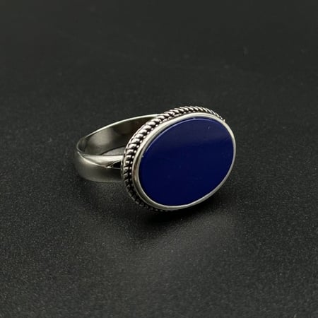 مقصب | خاتم ملكي فضه عيار 925 - أزرق