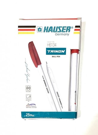 علبة اقلام جافة 25 قلم لون احمر(مثلث)