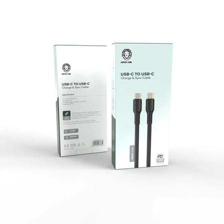 كابل بيانات قرين لايون TC-TC 50 واط، 1 متر PVC أسود. TypeC-TypeC