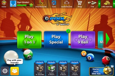 حساب 8ball pool ا + 1 مليار , لفل 70