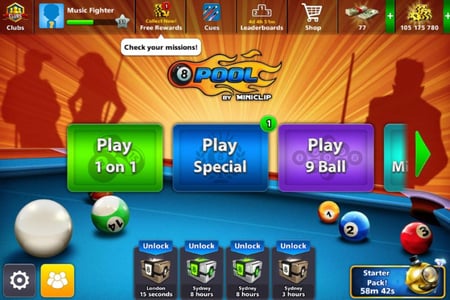 حساب 8ball pool ا + 100 مليون , لفل +30