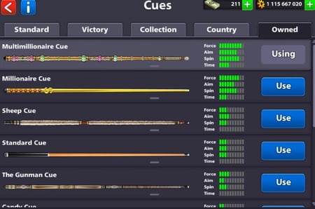 حساب 8ball pool ا + 1 مليار  , لفل 70 , سكنات عصاا