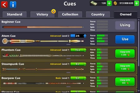 حساب 8ball pool ا + 500 مليون , لفل 67
