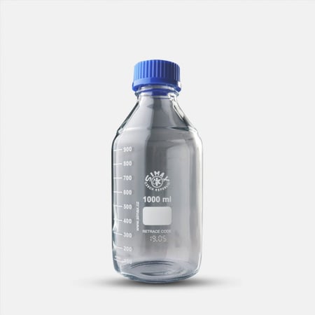 قارورة محاليل 1000 ملي بغطاء أزرق جلويز