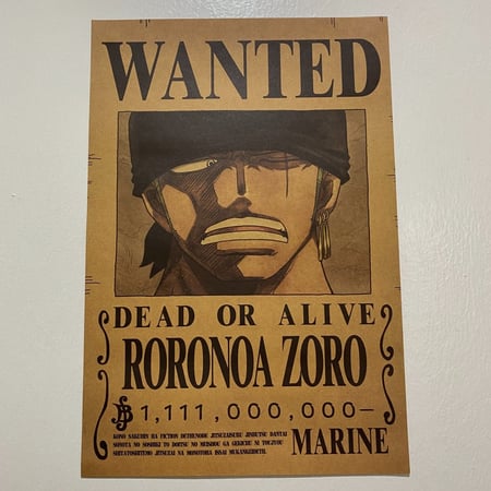 بوستر المطلوبين لشخصية رورونوا زورو