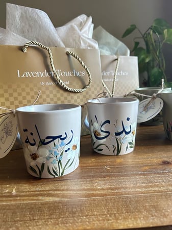 كوب برسم اليد وطباعة اسماء